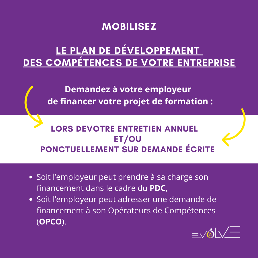 Mobiliser le plan de développement des compétences de l'entreprise pour financer sa formation